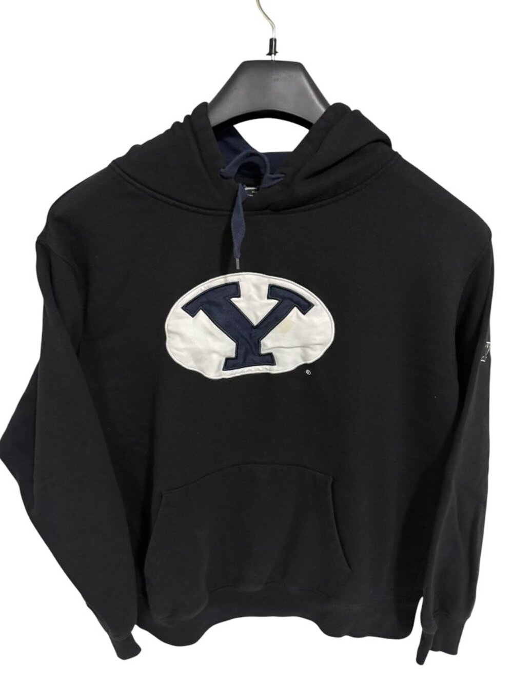 BYU Brigham Young Cougers Hooded Sweatshirt Mens Size Large Blue Logo